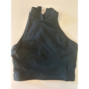 Natalie Dancewear Green Mock Neck Crisscross Back Crop Top Womens Small NEW